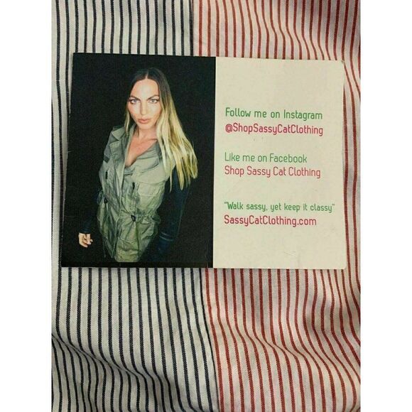 Zara Womens Navy Blue White Red Striped Long Sleeve Top Button Down Small - Picture 7 of 7